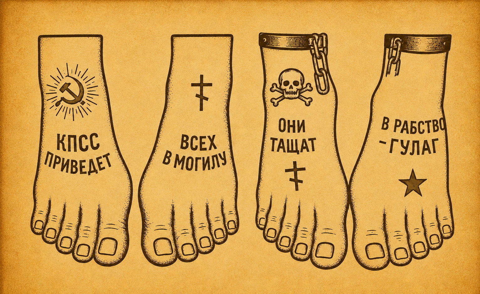 Russian Prison Leg Tattoos and Foot Inscriptions Explained